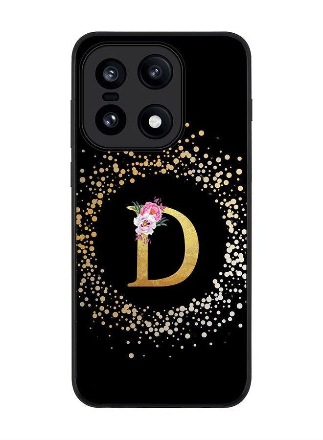 For OnePlus 15 Case,Slim fit Camera Protection, Shockproof Thin Phone cover  - Custom Monogram Floral - D ( Black )